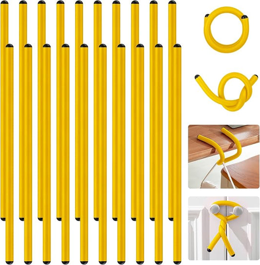 20 Pcs 17 Inch EVA Foam Twist Rubber Ties Reusable Bendable Cable Tie Straps Flexible Heavy Duty Twisty Ties for Organizing Cords Bundling (Yellow)