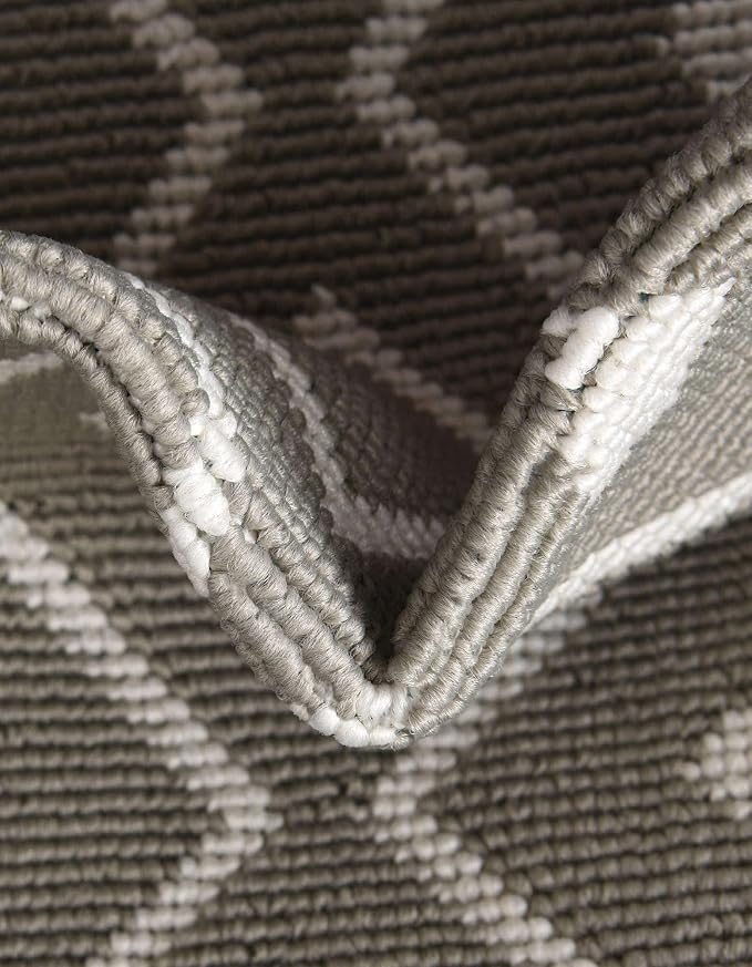 Unique Loom Outdoor Trellis Collection Area Rug - Kafes (4' 1" x 6' 1" Rectangle, Gray/ Ivory)