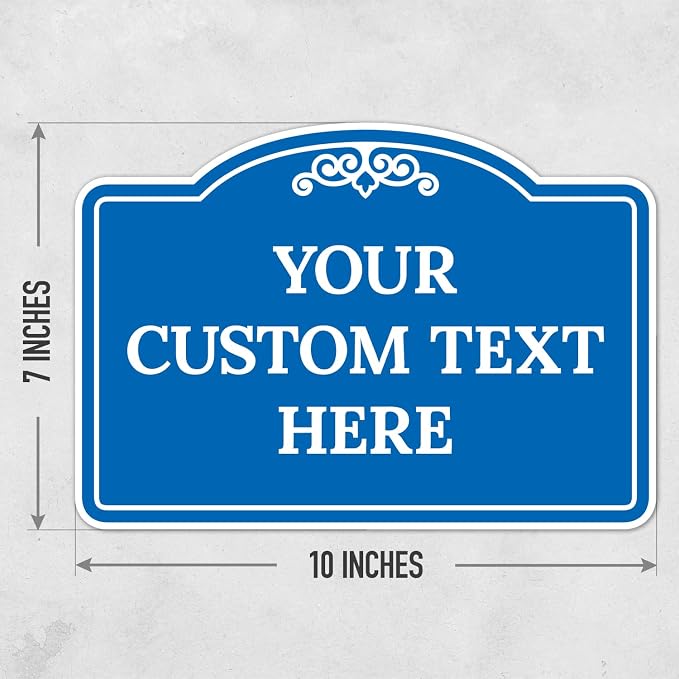 Custom Decorative Sign, Personalized Metal Sign for Business, Driveway, Home, Airbnb, Office Door Plaque, Blue Background Sign, 7x10 Inches, ACM, Fade Resistant, Made in USA by Sigo Signs