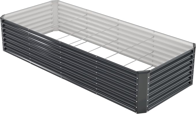 8x2x2FT Galvanized Raised Garden Bed,Galvanized Planter Boxes Outdoor, Large Metal Raised Garden Beds for Vegetables-Grey