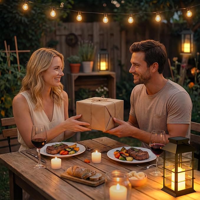 Otdair Solar Lanterns Outdoor Waterproof 4 Pack, 8.62" Retro Solar Lantern with Glass LED Flickering Flameless Candle,Lanterns Decorative Outdoor for Gift, Yard, Garden, Patio, Balcony,Porch, Party