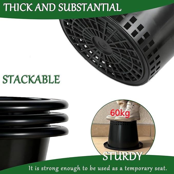3 & 5 Gallon Bucket Lid Hydroponic Plant Pot, Small/Medium/Large Opening Mesh Net Cups for Indoor Outdoor Hydroponics Growing System - Large Opening for Deep Root Plants (3 Pack)