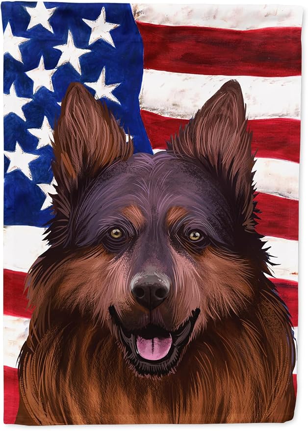 Caroline's Treasures CK6445CHF Bohemian Shepherd American Flag House Flag Large Porch Sleeve Pole Decorative Outside Yard Banner Artwork Wall Hanging, Polyester, House Size, Multicolor