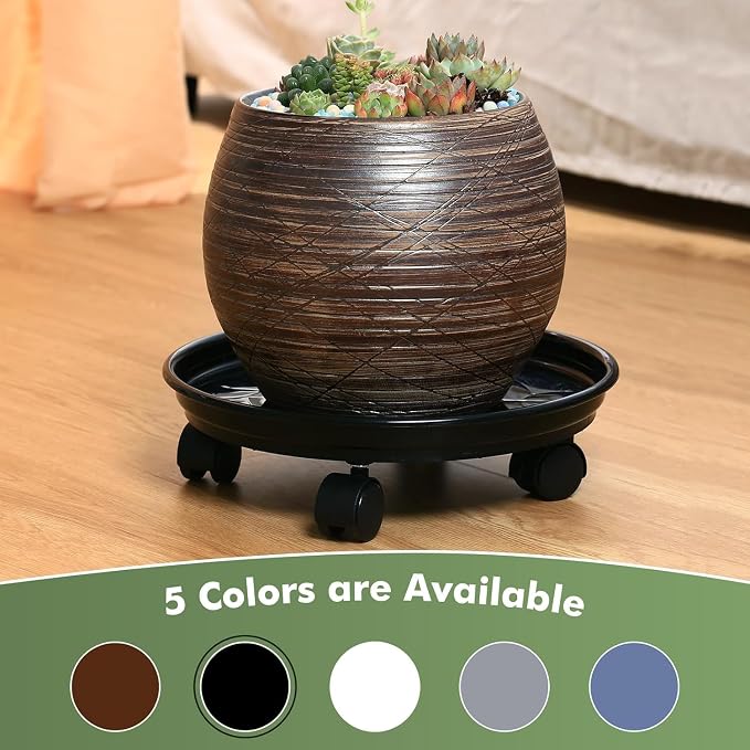 7 Packs Plant Caddy with Wheels 11.8" Plastic Rolling Plant Stands Heavy-Duty Plant Dolly with Casters Indoor Outdoor Wheeled Plant Roller Base Large SaucerTray Mover
