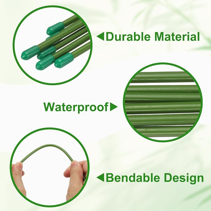 uxcell 12pcs Plant Support Stakes, 18inch Single Stem Stakes Garden Plant Cage Support Rings for Orchid Rose Tomato Peony Flowers