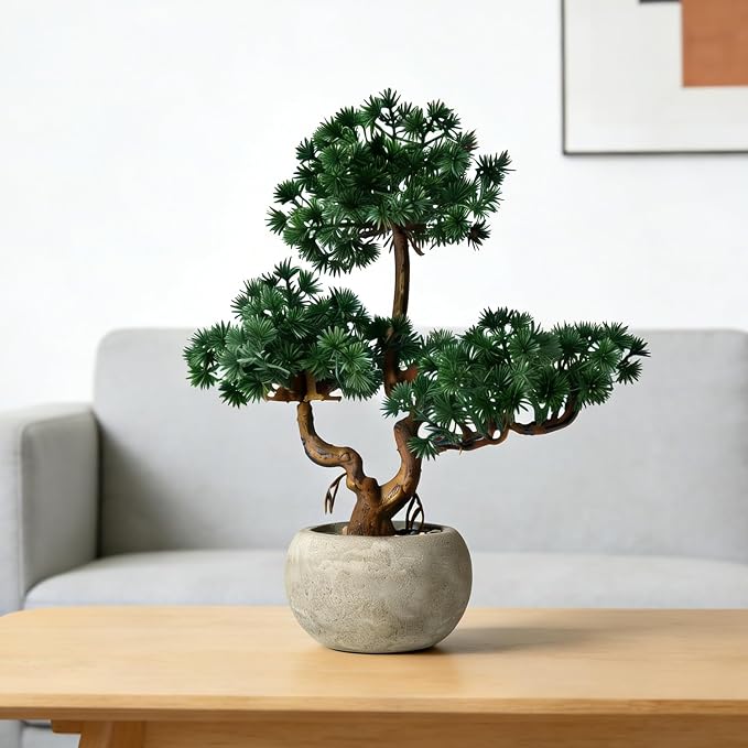TOARTi Artificial Bonsai Tree Potted Plant with Pot, 11" Tall Small Fake Potted Faux Plant Desk Decor, Realistic Decorative Plants Indoor Shelf Decor for for Home Bedroom Bathroom Office Desk