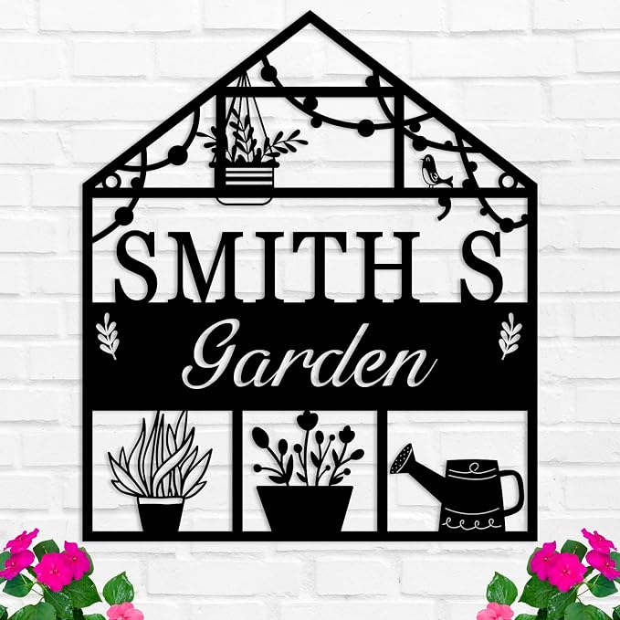 Custom Metal Greenhouse Sign, Personalized Garden Signs, Hanging Decor for Outside, Decorative Outdoor, Grandma's Garden Sign