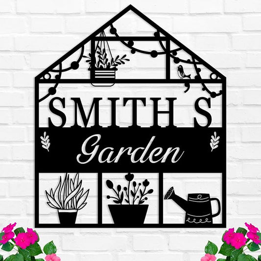 Custom Metal Greenhouse Sign, Personalized Garden Signs, Hanging Decor for Outside, Decorative Outdoor, Grandma's Garden Sign