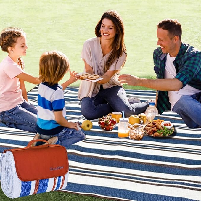 scuddles Waterproof Picnic Blanket 60" x 60" for Beach, Camping and Travel