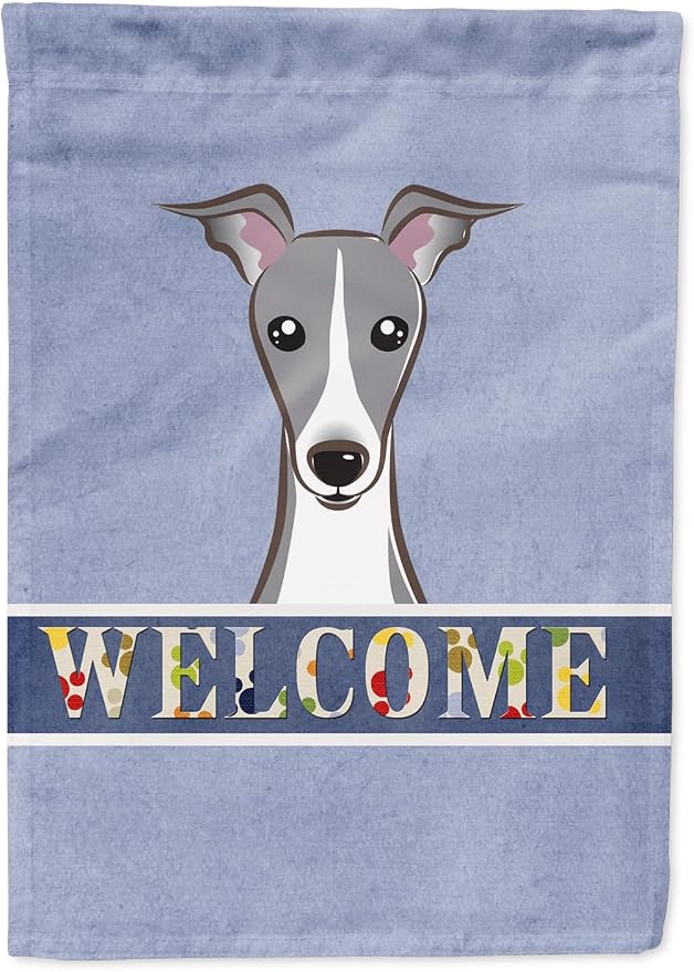 Caroline's Treasures BB1422GF Italian Greyhound Welcome Garden Flag, Blue Mailbox Flag Decorative Yard Flag Banner Outside Patio Artwork Yard Flower Beds, Garden Size, Multicolor