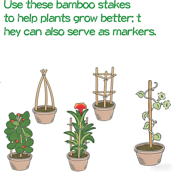 60 PCS 3FT Bamboo Plant Stakes, 8mm Thick – 36 Inch Bamboo Sticks for Indoor & Outdoor Plants – Garden Plant Support Stakes for Tomato, Beans, Climbing Plants & More