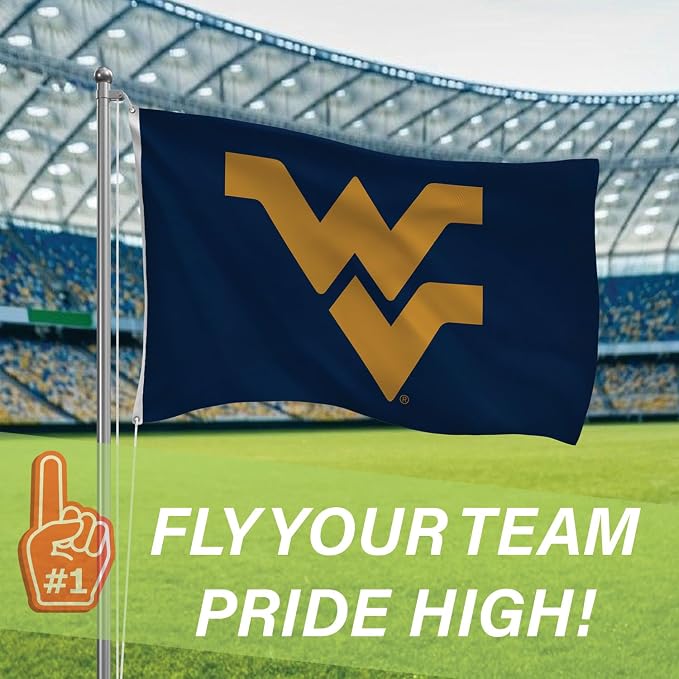 NCAA West Virginia University Flag with Grommets, 3'x5' WVU Mountaineers Outdoor College Flags & Banners for Garden Patio Indoor Wall Décor