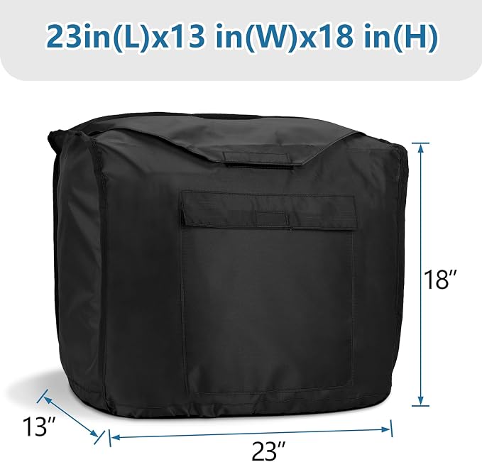 Waterproof Universal Generator Cover for Most Portable Generators 2000-3500 Watt EU2200i EU3200, Heavy Duty Thicken 600D Polyester,Weather and UV Resistant(23 x 13 x 18 inch-Black)