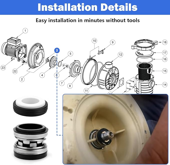 R0479400 Pump Shaft Seal Replacement for Jandy Stealth SHPF/SHPM | PlusHP PHPF Series Pool Pumps, PS-3890 Pool Pump Mechanical Shaft Seal fit For Jandy Epump Variable Speed Pump Models