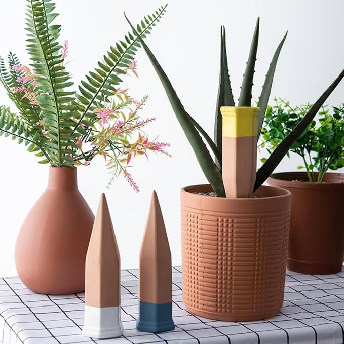 Terracotta Watering Spike Set, Self Watering Planter Insert, Automatic Plant Watering Devices for Vacation Care, Garden/Office/Outdoor/Indoor Plant Decoration