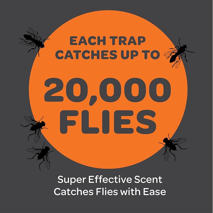 Outdoor Fly Trap Refills [Set of 4] Dissolvable Non-Toxic Bait - Fly Repellent for Outdoor Use Only - Controls Flies for Patios, Barns, Ranches Etc.