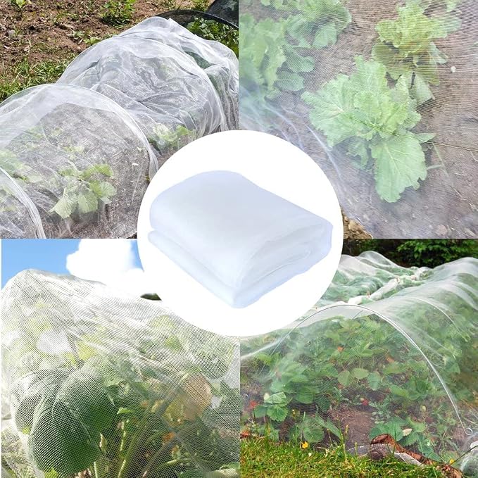 Agfabric Garden Netting 4'x100' Insect Pest Barrier Bird Netting for Garden Protection,Row Cover Mesh Netting for Vegetables Fruit Trees and Plants,White
