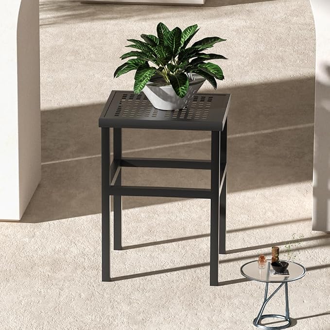Tall Plant Stand 23" Aluminum Indoor &Outdoor Rustproof | Indoor/Outdoor Extra-Sturdy 23" tall Aluminum Plant Stand – Ideal for Patios, Gardens, Living Room Decoration (Black)