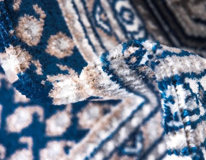 Unique Loom Williamsburg Collection Traditional Border with Dotted Center Area Rug, Rectangular 10' 0" x 13' 1", Navy Blue/Gray
