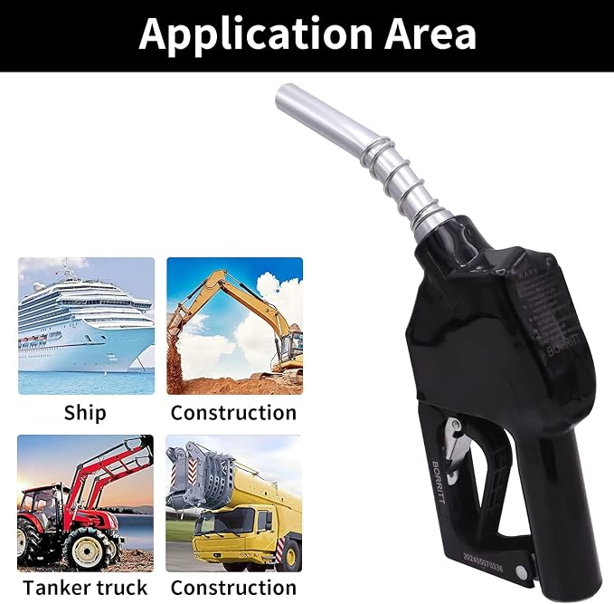 Black 3/4'' inch NPT Automatic Shut-Off Fuel Nozzle Fuel Refilling Tool Perfect For Gas Stations,Industry,Transportation Used for diesel,gasoline,kerosen(13/16"Spout Max Flow Rate 16 GPM)