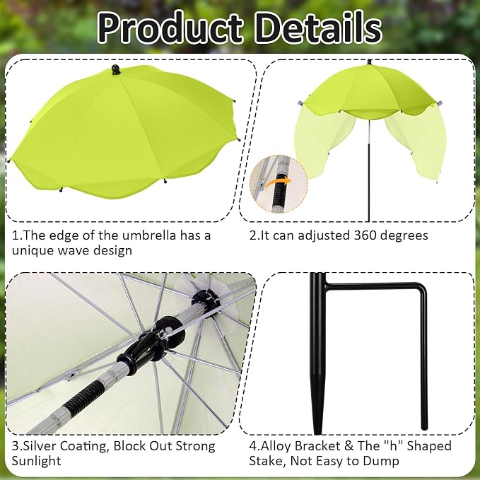1pcs 26 Inch Plant Umbrellas for Outdoor Plants Garden Umbrella Shade for Potted Plant, Garden Bed Flower Pot Provide Shade to ‌defend Blazing Sun (Green)