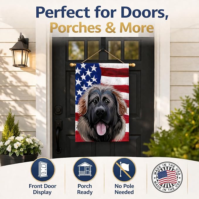Caroline's Treasures CK6532CHF Georgian Shepherd Dog American Flag House Flag Large Porch Sleeve Pole Decorative Outside Yard Banner Artwork Wall Hanging, Polyester, House Size, Multicolor