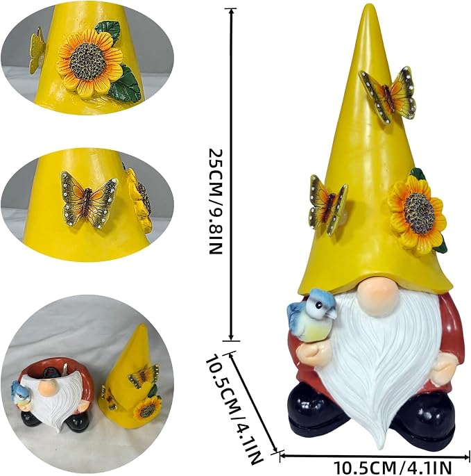Key Hiders Outside Gnome Figurine Hide A Key Outdoor Garden Gnomes Statues Decorations for Yard Hidden Spare Key Holder Lock Box Rock Yellow