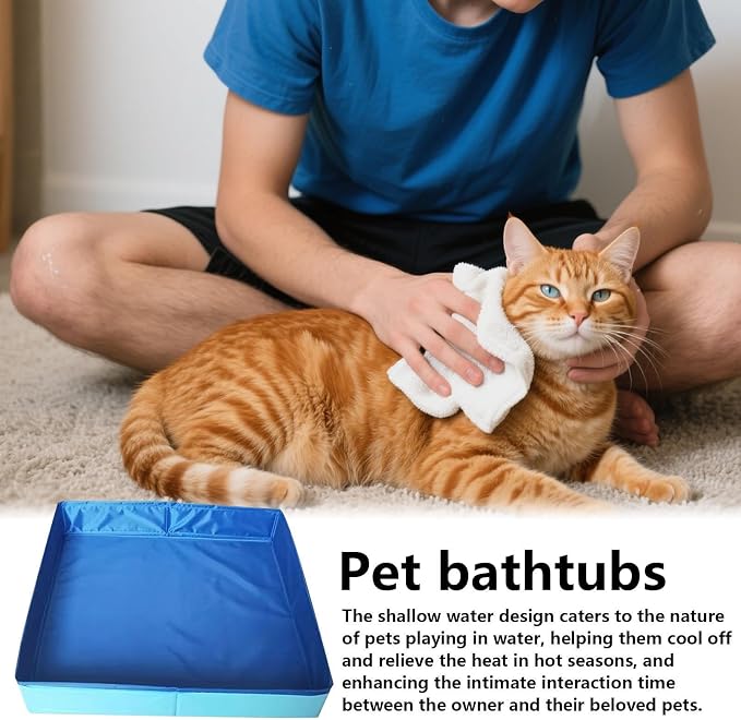 Foldable Pet Swimming Pool 50x50x10cm PVC Dog Pool Square-Shaped Non-Inflatable Bathing Tub for Pet Small Dogs Cat Duck