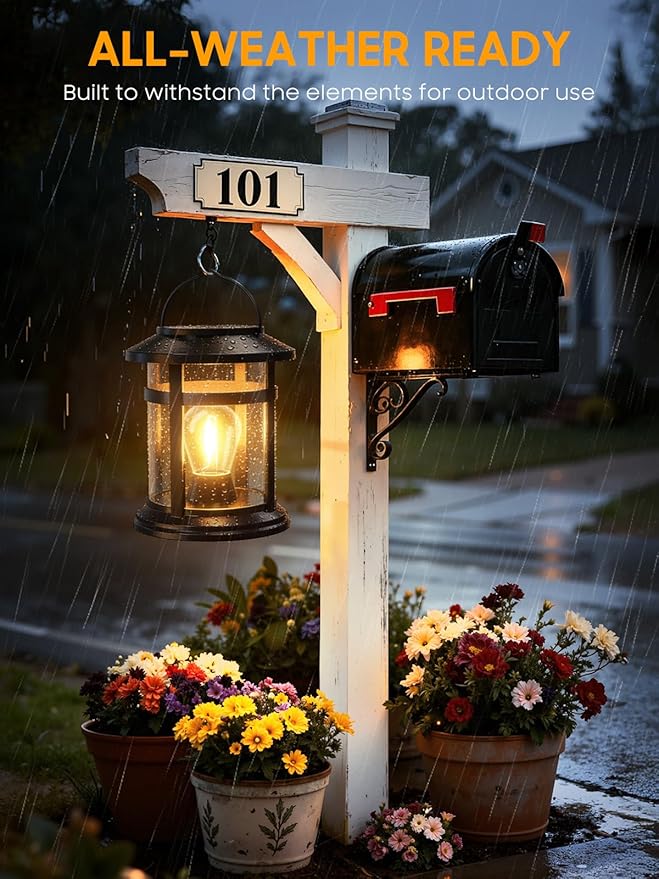 Solar Lantern Outdoor Waterproof, 6 Pack Bright Hanging Solar Lights for Outside Decorative, Upgraded Solar Powered Lanterns LED Lighting for Garden Patio Porch Decor Gifts