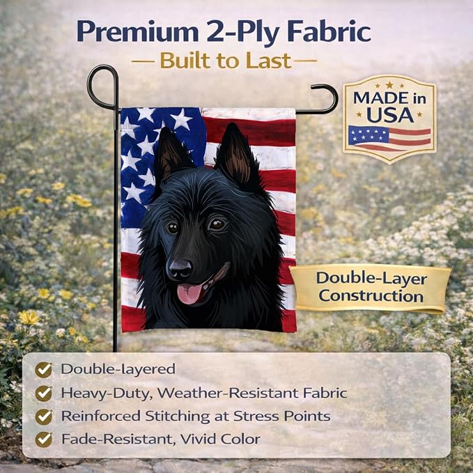 Caroline's Treasures CK6692GF Schipperke Dog American Flag Garden Flag Mailbox Flag Decorative Yard Flag Banner Outside Patio Artwork Yard Flower Beds, Garden Size, Multicolor