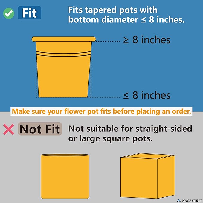 NACETURE Flower Pot Holder Ring for Wall Mount Foldable – Heavy Duty Round Metal Planter Hooks Hangers - Fence Pot Plant Holders Hanging Bracket for Outdoor Indoor (8 Inch 3 Pack)