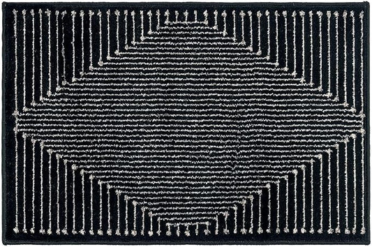 Rugshop Contemporary Bohemian Stripe Area Rug 2'3" x 4' Black | Jute Backing, Soft Medium Pile, Stain Resistant, No Shedding, Entryway, Bedside, Kitchen, Bathroom, Nursery, Foyer