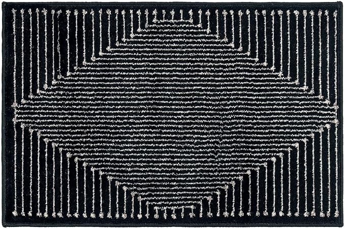 Rugshop Contemporary Bohemian Stripe Area Rug 2' x 3' Black | Jute Backing, Soft Medium Pile, Stain Resistant, No Shedding, Entryway, Bedside, Kitchen, Bathroom, Nursery, Foyer