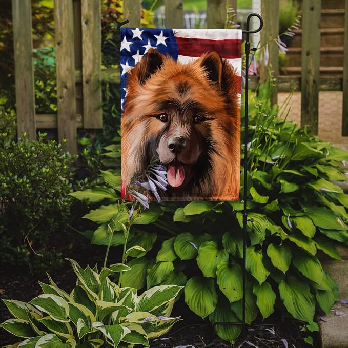 Caroline's Treasures CK6519GF Eurasier Dog American Flag Garden Flag Mailbox Flag Decorative Yard Flag Banner Outside Patio Artwork Yard Flower Beds, Garden Size, Multicolor