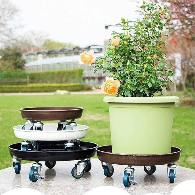 Rolling Plant Caddy Dolly with Wheels, 20" Heavy Duty Plant Stand on Casters for Planters, Wheeled Plant Roller Base for Indoor Outdoor Flower Pot, White, 1 Pack