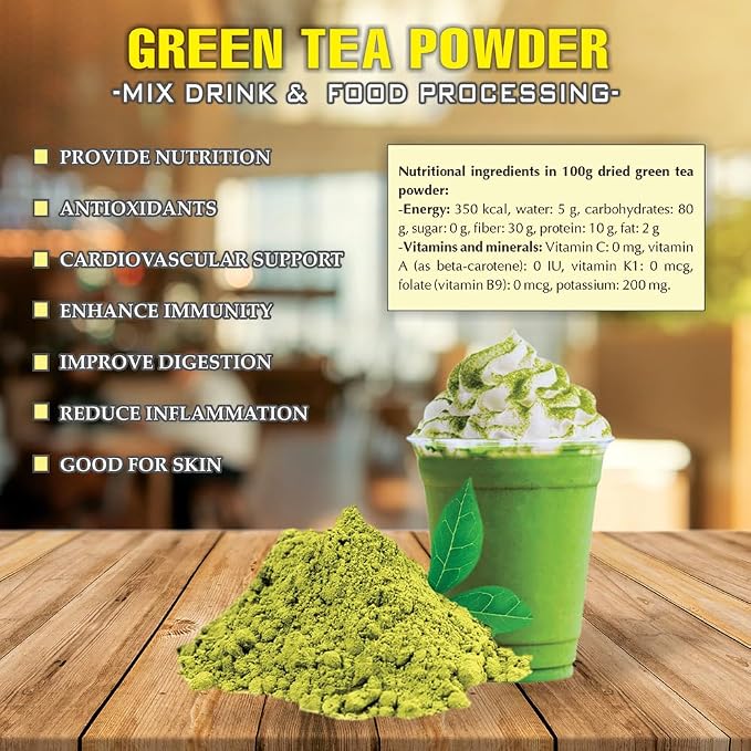 GREEN TEA POWDER 2.47 oz (70g) VIETFARMFOOD: Pure freeze-dried fruit powder, made from real fruit with no added sugar - Perfect for daily nutrition to keep your body full of vitality.