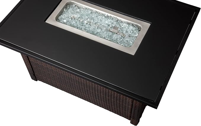 Endless Summer GAD17400SP Rectangular Outdoor Gas, Brown/Black Fire Table, Multi Color