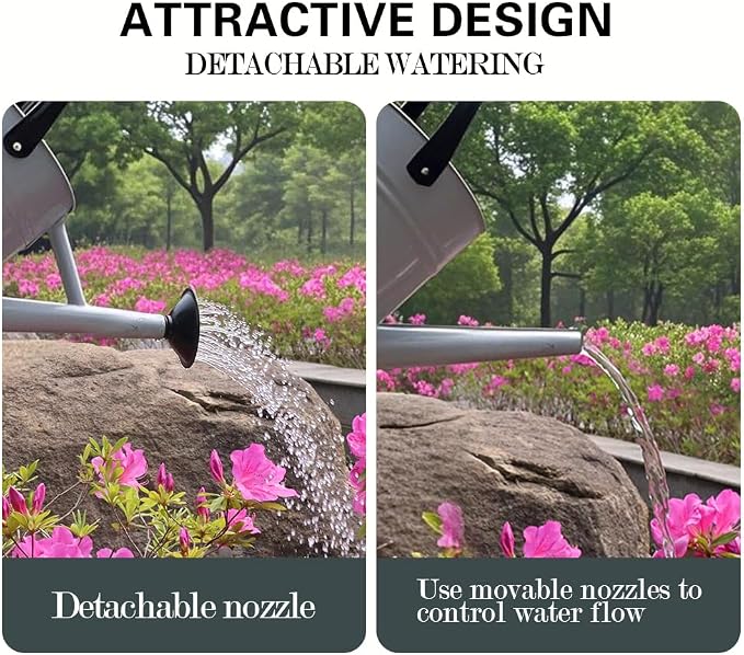Metal Watering Can, One Gallon Watering Cans Stainless Steel for Outdoor Indoor Garden Plants Watering (Silver 1 Gallon)