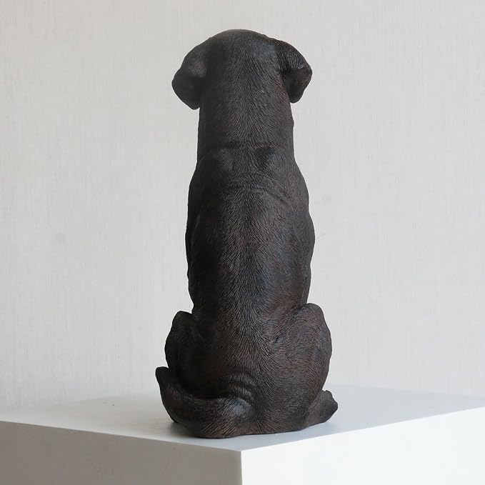 Lukitas Black Lab Statue, Sitting Dog Figurine Home Decor, Modern Puppy Decorative Sculpture for Living Room Yard Garden Outside, Resin 11.5''