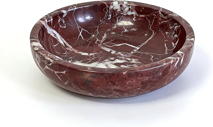 7.87 inches Large Decorative Marble Bowl, Stone Round Key Bowl for Entryway Table, Coffee Table Centerpiece and Living Room Decor