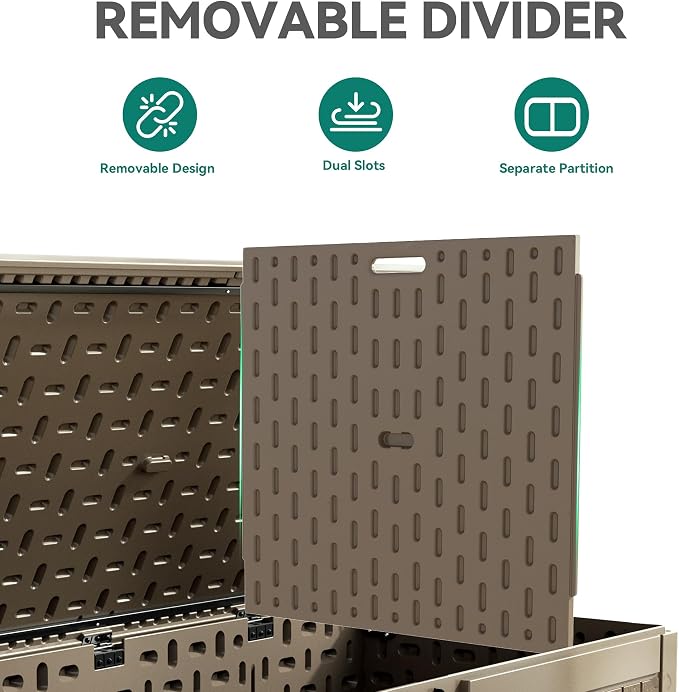 YITAHOME 320 Gallon Double-Wall Deck Box with Divider & Side Handles, Outdoor Large Storage for Patio Furniture Cushions, Garden Pool Accessories, Water Resistant & Lockable