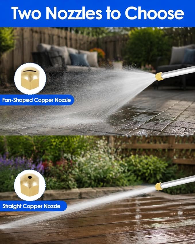 Upgraded Jet Nozzle Power Washer for Garden Hose,1PC 2-in-1 Jet Nozzle High Pressure Hose Nozzle with 2 Different Nozzles and Hose Quick Connectors for Car Washing Patio Garden Outdoor Cleaning（Blue）