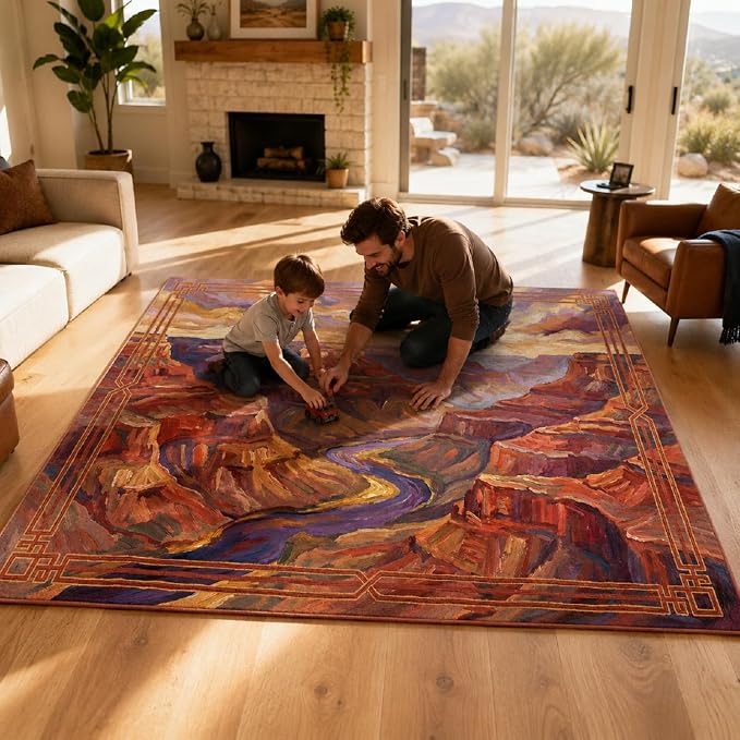 Southwestern Area Rug 5x7 Brown Rustic Western Rugs Carpet for Living Room