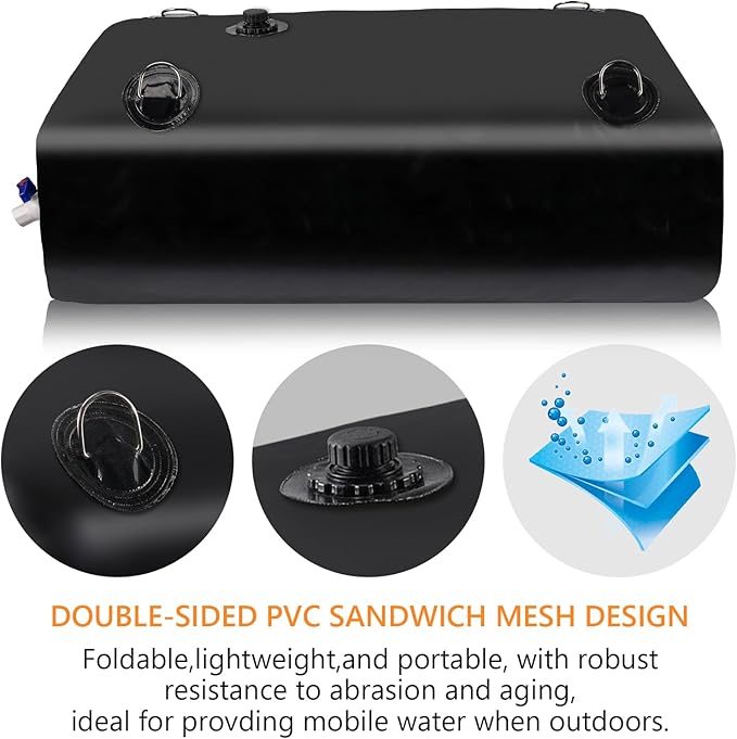 Rodelna Water Storage Bladder, Water Tank, 265GAL Foldable Portable Water Storage, Large Water Storage Containers with 3/4" PVC Spigot Kit for Camping, Garden, Emergency Water Storage