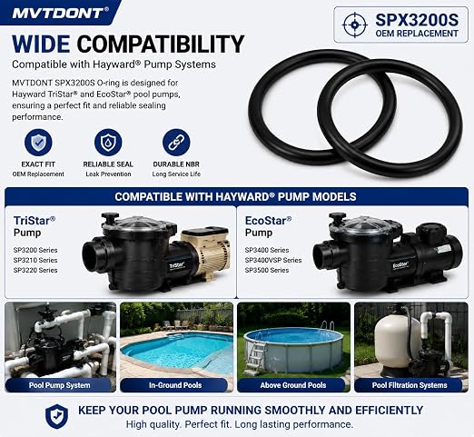 SPX3000S Strainer Cover O-Ring for Hayward Super II Lid Pump SP3000 Series SP3005X7(AZ) Replacement U9-375 35505-1440 (2/Pack)