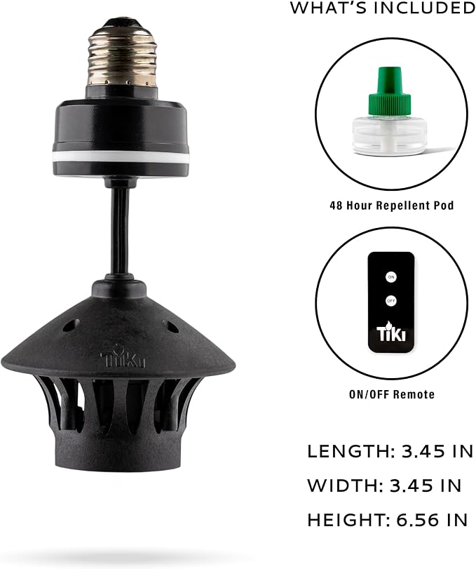 TIKI® BiteFighter® Plug & Repel Mosquito Repellent for Outdoor String Lights Odor-Free, Easy Install, 110 sq. ft. Coverage with 48 Hours of Protection