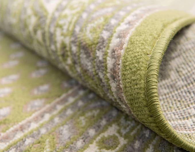 Unique Loom Williamsburg Collection Traditional Border with Dotted Center Area Rug, Rectangular 4' 0" x 6' 0", Green/Beige