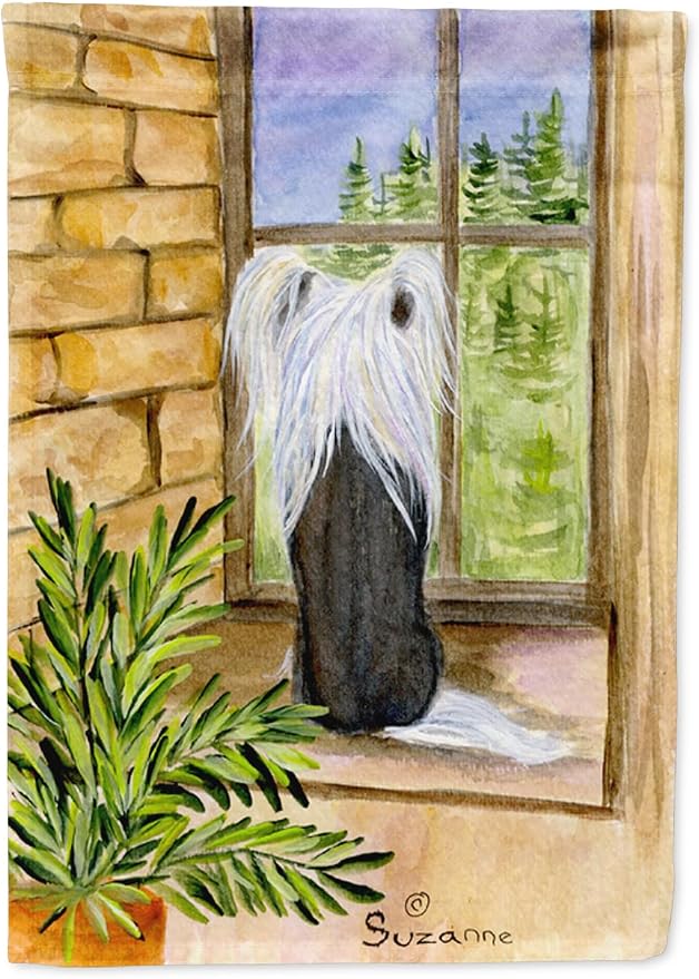 Caroline's Treasures SS8121GF Chinese Crested Garden Flag Mailbox Flag Decorative Yard Flag Banner Outside Patio Artwork Yard Flower Beds, Garden Size, Multicolor