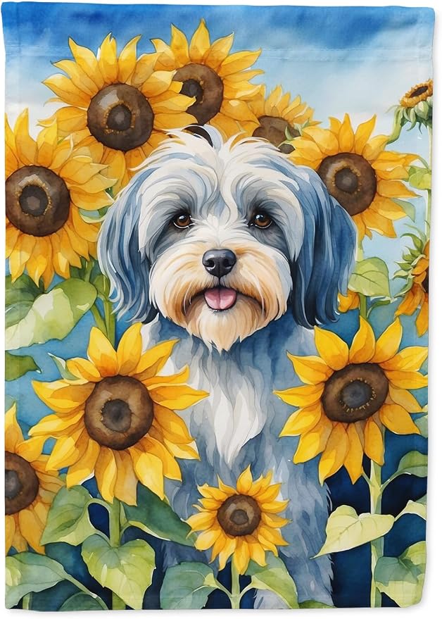Caroline's Treasures DAC6168GF Tibetan Terrier in Sunflowers Garden Flag Mailbox Flag Decorative Yard Flag Banner Outside Patio Artwork Yard Flower Beds, Garden Size, Multicolor