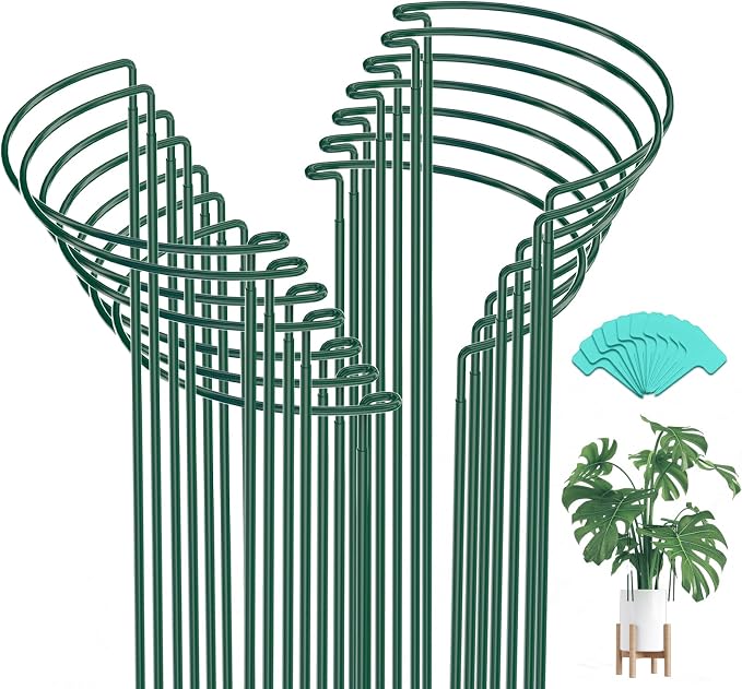 Breeze Touch 16 Pack Plant Support Stakes, 32 Inch Plant Stakes for Outdoor Plants, Peony Cage with 15 Pcs Green Lables, Peony Cages and Supports, Peonies Support Cages Flower Stakes for Plants